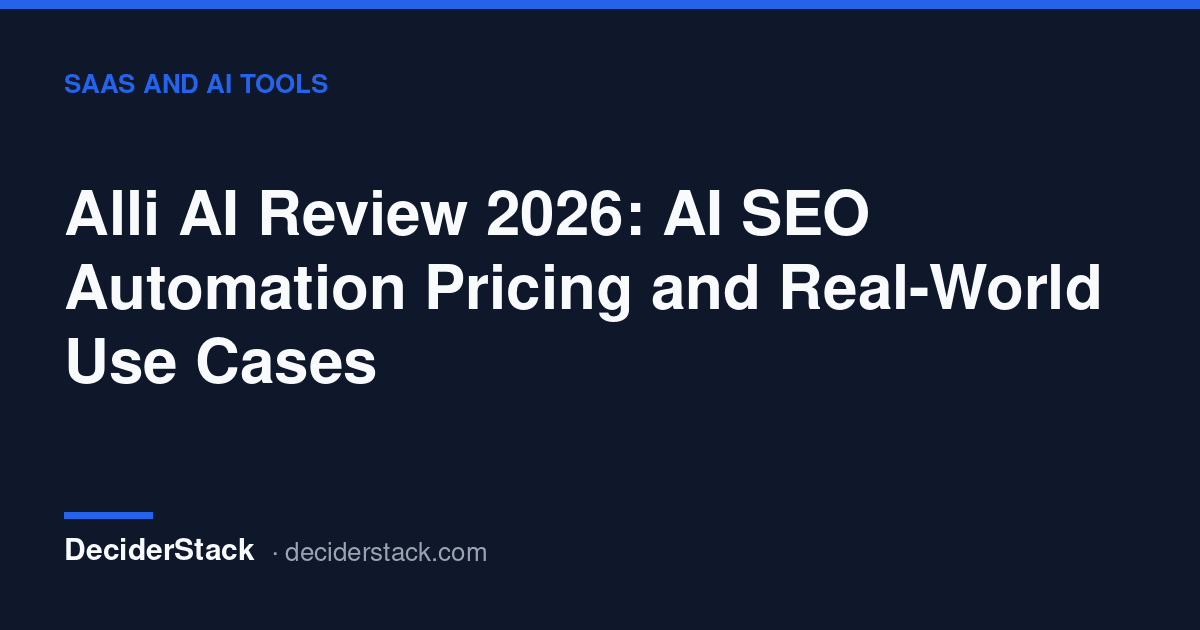 DeciderStack cover card: Alli AI Review 2026