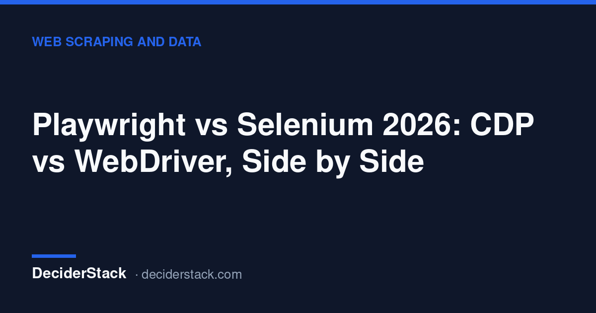DeciderStack cover card: Playwright vs Selenium 2026