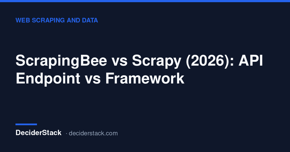 DeciderStack cover card: ScrapingBee vs Scrapy (2026)