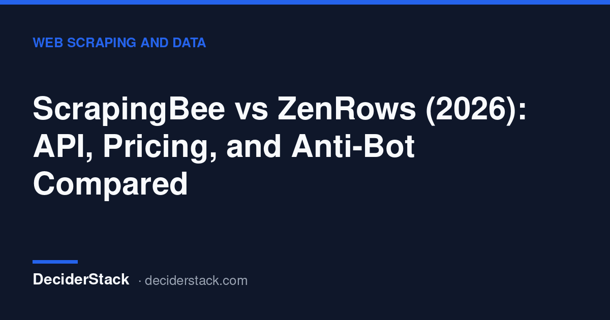 DeciderStack cover card: ScrapingBee vs ZenRows (2026)