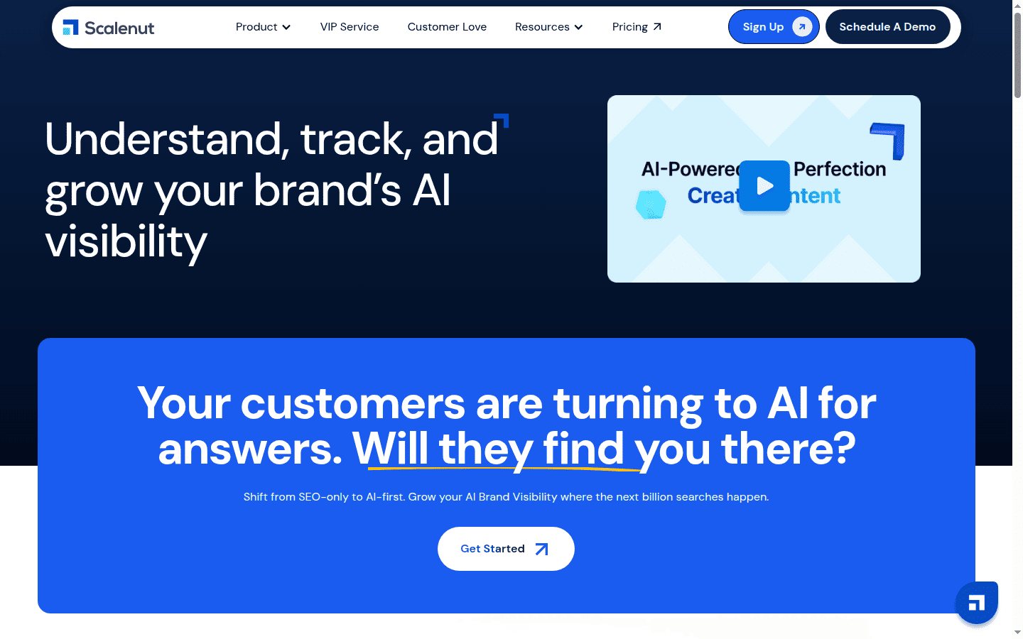 Scalenut AI visibility page selling brand visibility tracking
